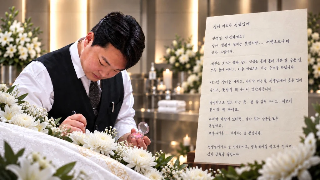 서진우 대표가 고인의 마지막 모습을 정성껏 준비하는 모습과 고인이 남긴 손편지